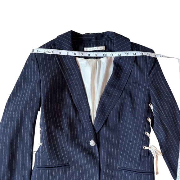 Veronica Beard Taylor Striped Lace-Up Blazer. Size 8. - Picture 8 of 14